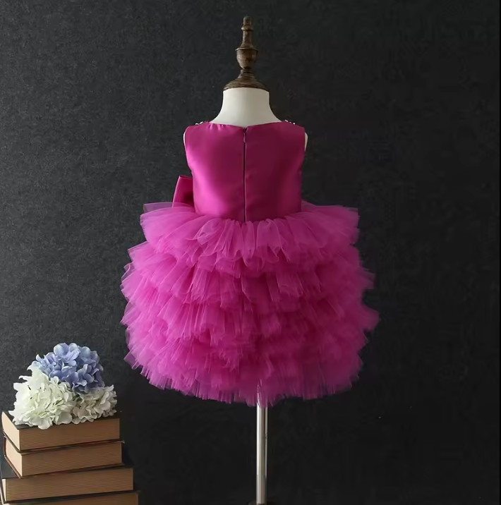 Baby Girl First Birthday Dress - Purple/Navy/White/Red
