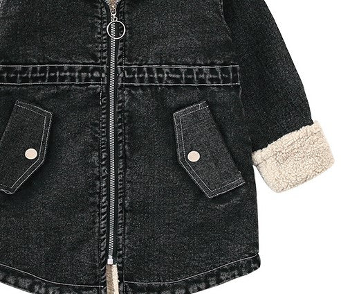 Denim Winter Warm Hooded Long Jacket