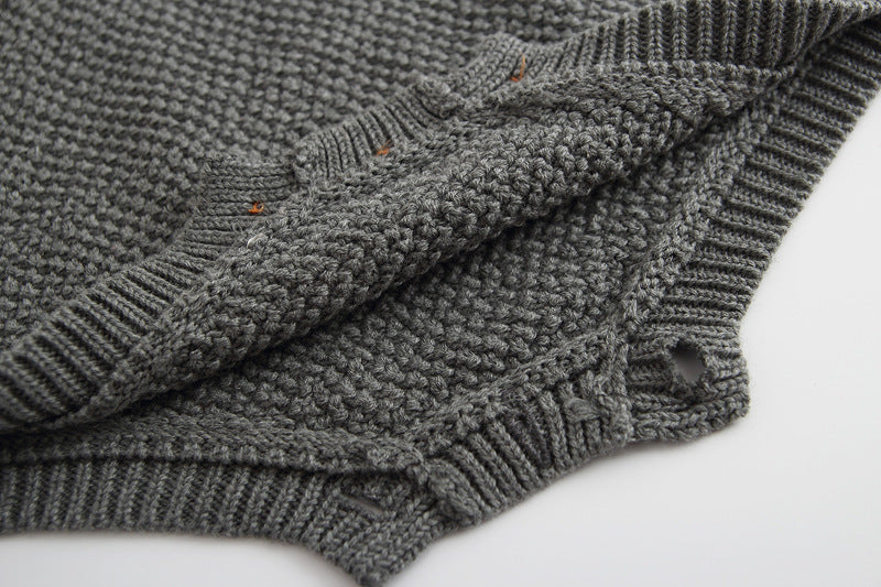 Baby Knit Bodysuit White/Grey