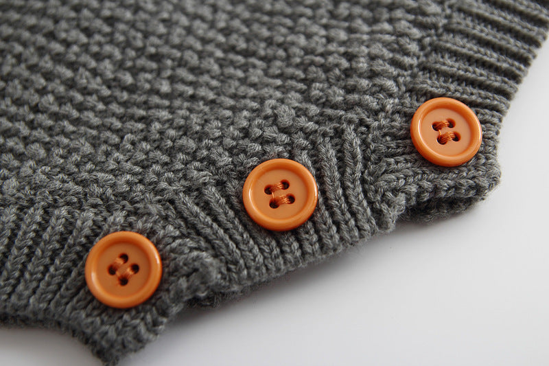 Baby Knit Bodysuit White/Grey