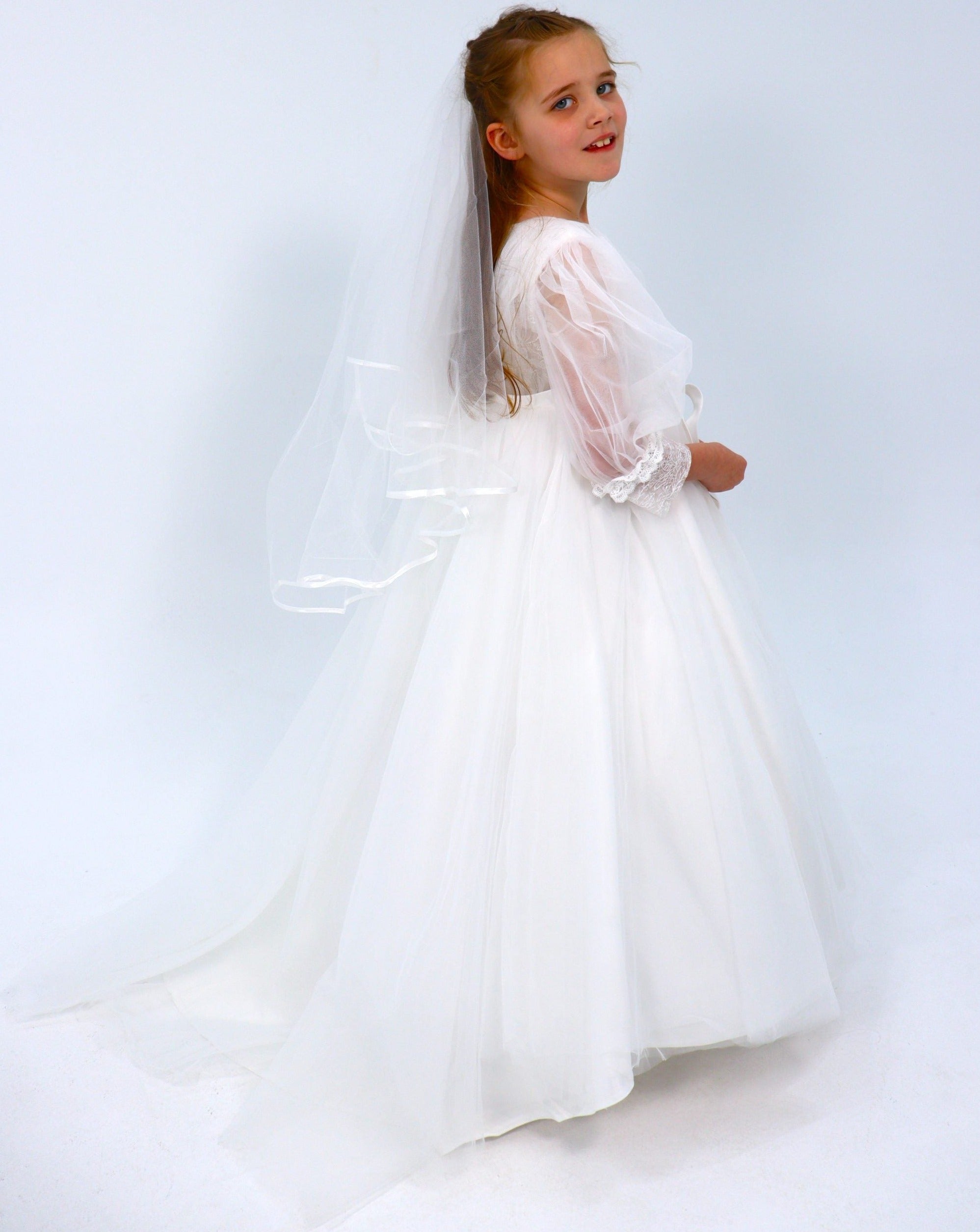Holy Communion Dress With Train - Full Sleeve