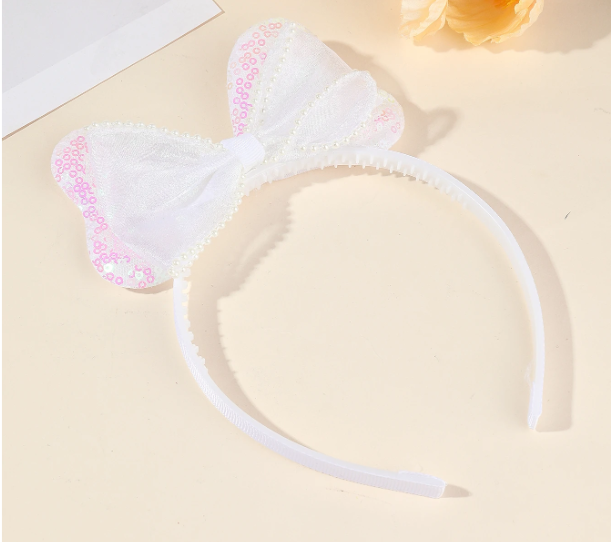 White Sequin Bow