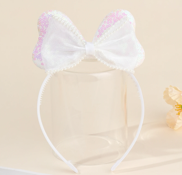 White Sequin Bow