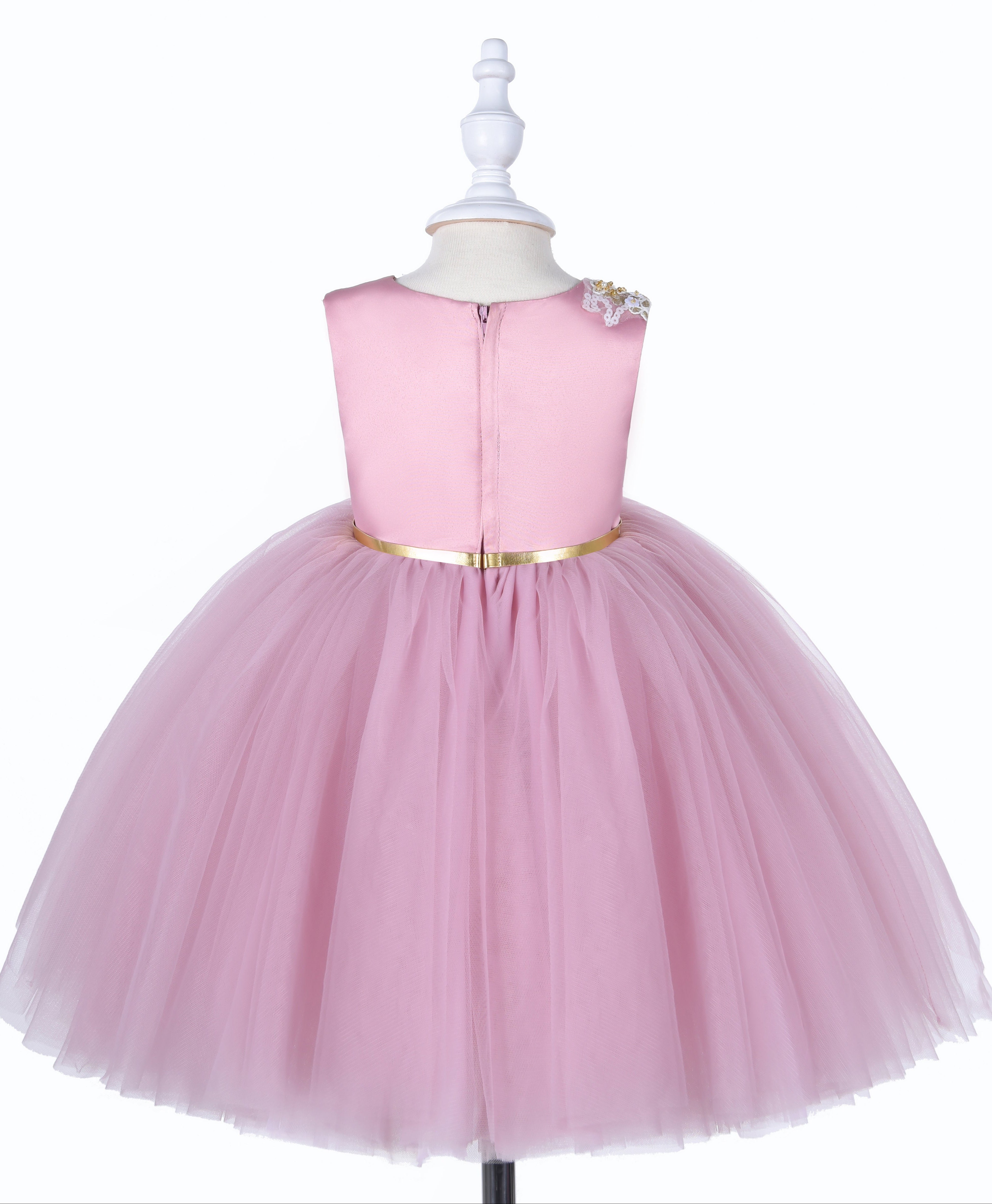 Little Girl Puffy Dress - Dusty Pink