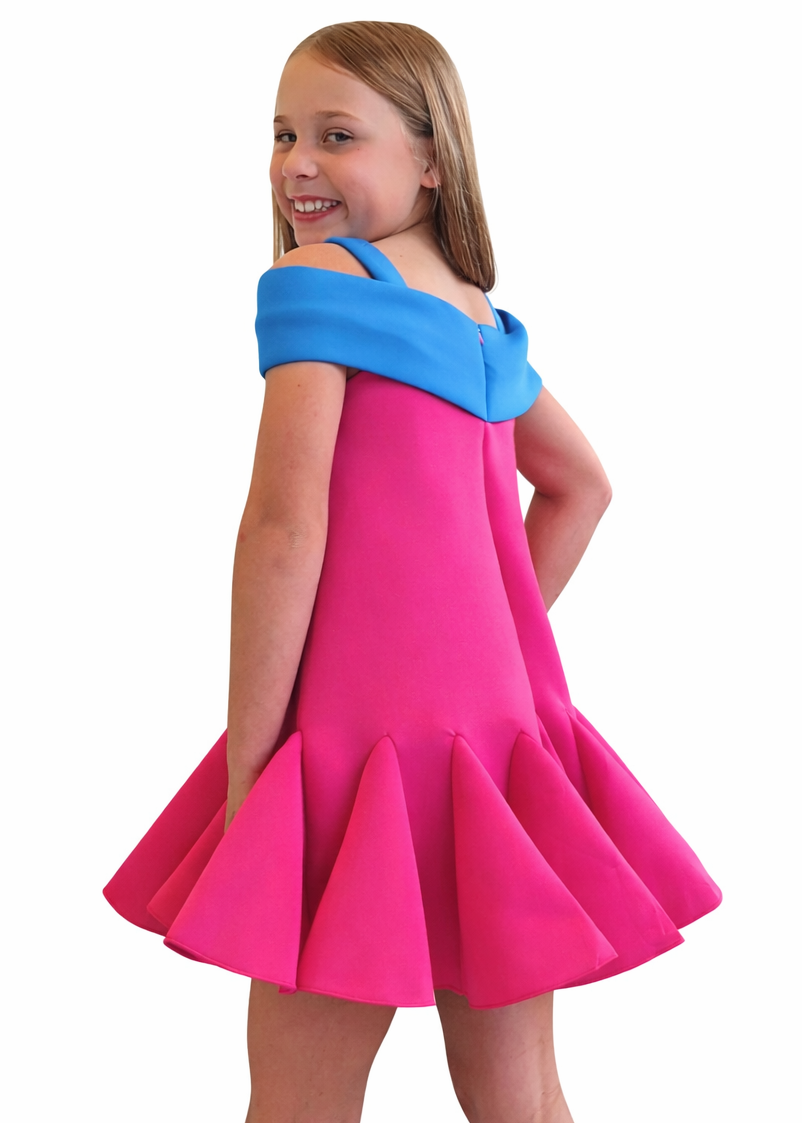 Girls Mini Dress In Hot Pink