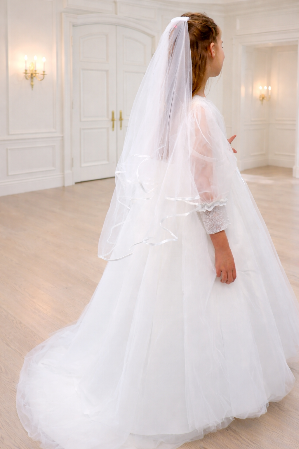 Holy Communion Dress With Train - Full Sleeve