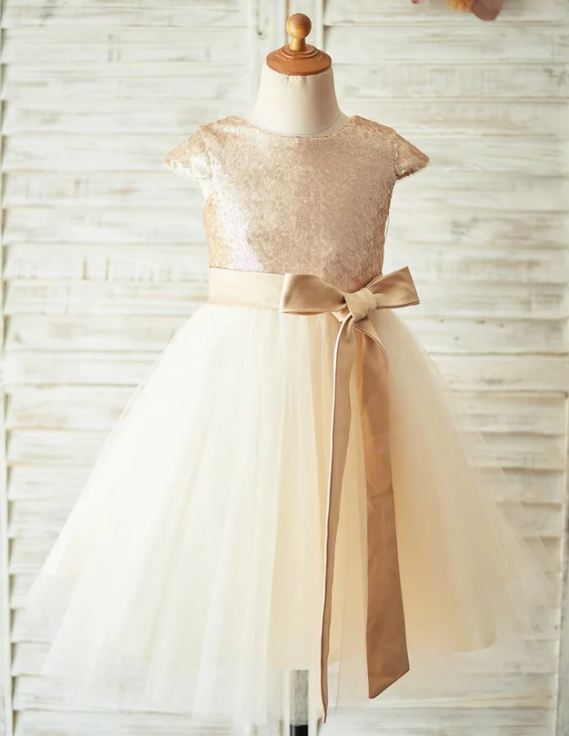 Boutique Gold Sequin Dress With Belt