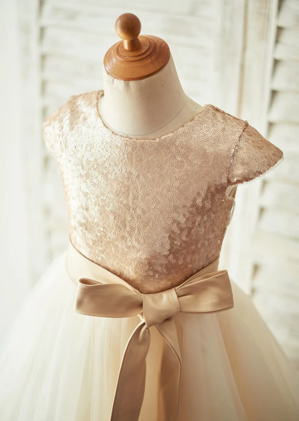 Boutique Gold Sequin Dress With Belt