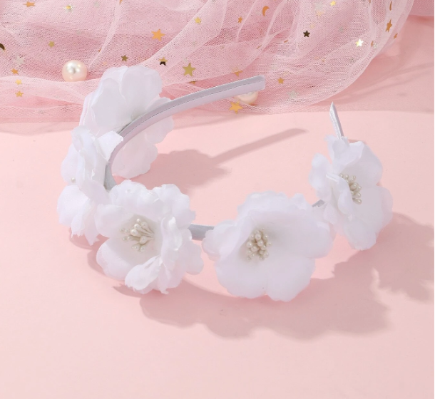 Baby Girl White Flowers Headband
