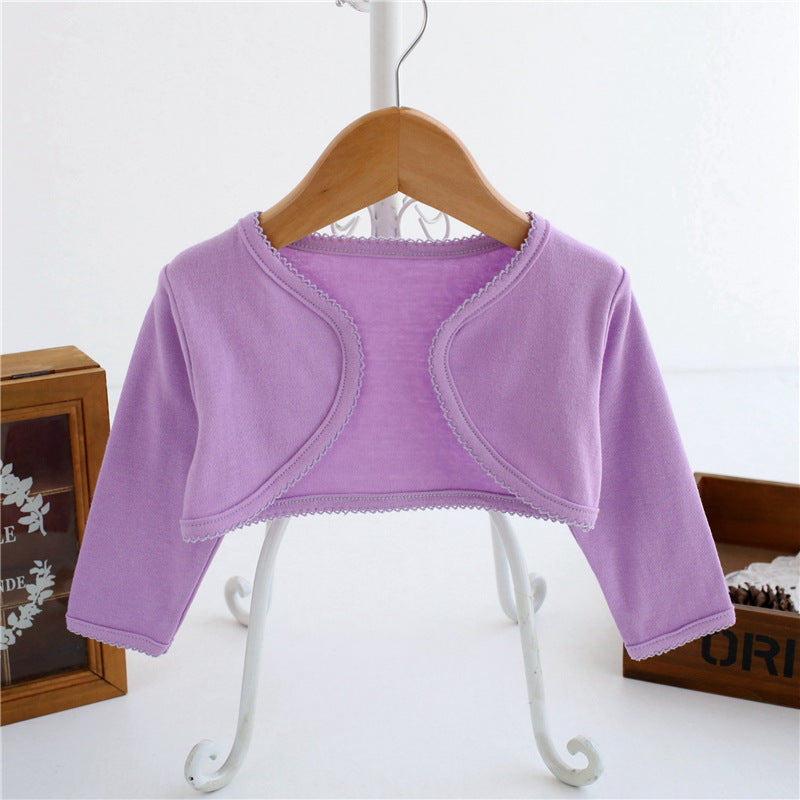 High Quality 100% Cotton Girls Purple Cardigan