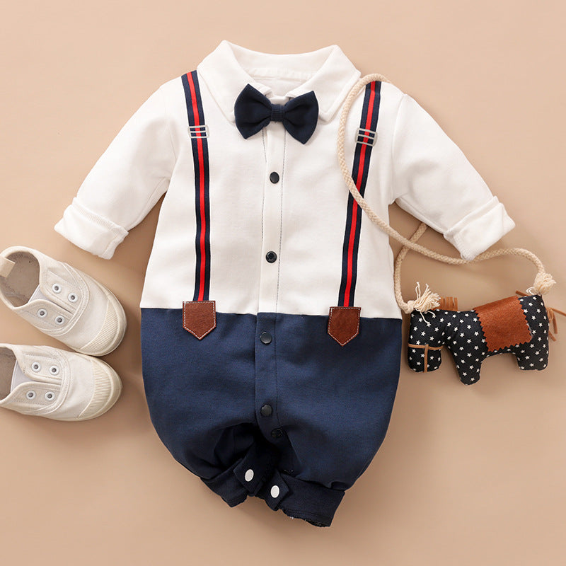 Baby Boy Formal Romper With Bow Tie