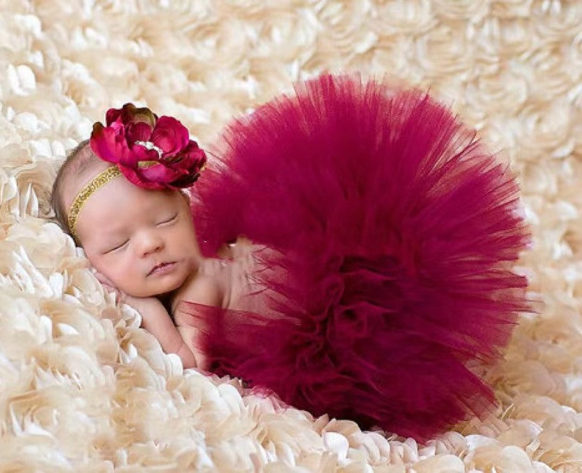 Baby Girl Red Tutu Skirt + Headpiece