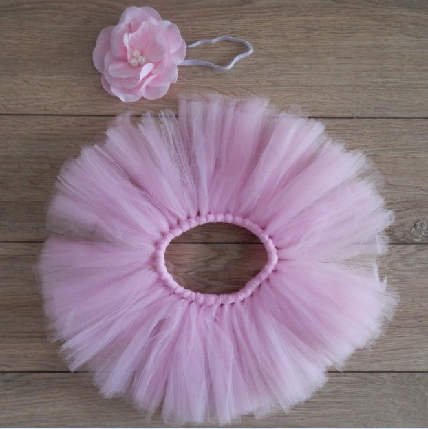 Baby Girl Pink Tutu Skirt + Headpiece