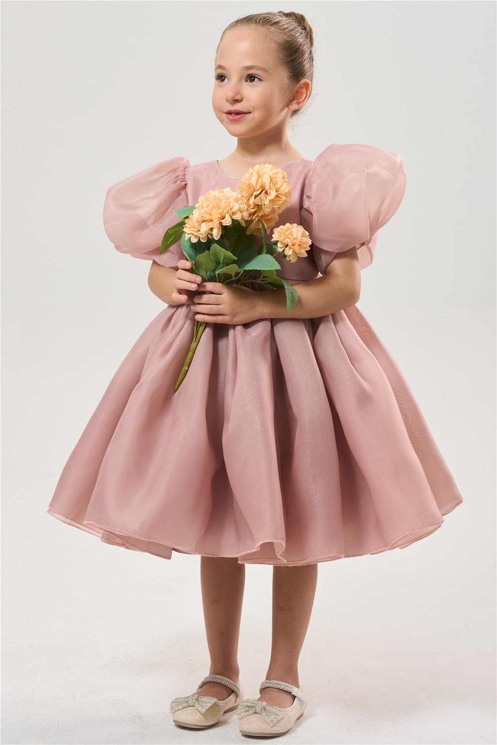 Girls Dusty Dress - Puffy Sleeve Premium Organza Dress