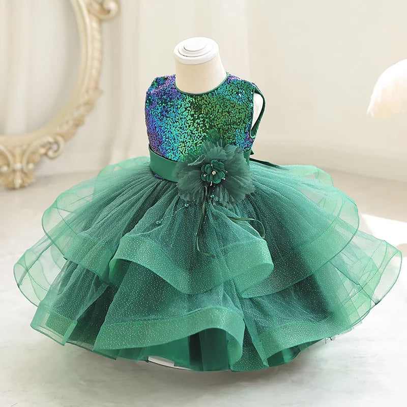 Little Girls Green Dress - Christmas Dress