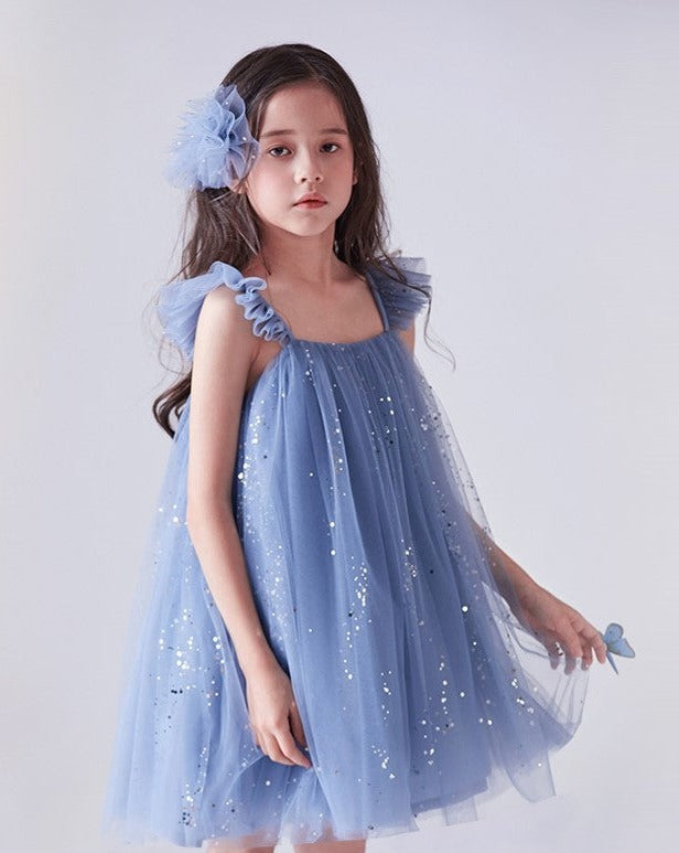 Girls Blue Dress With Sparkles