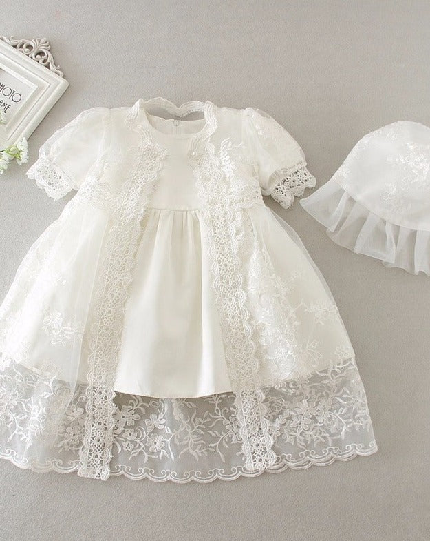 Pure White Christening Gown With Coat