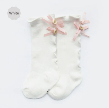 Baby Girl Socks Cute Knee Socks White