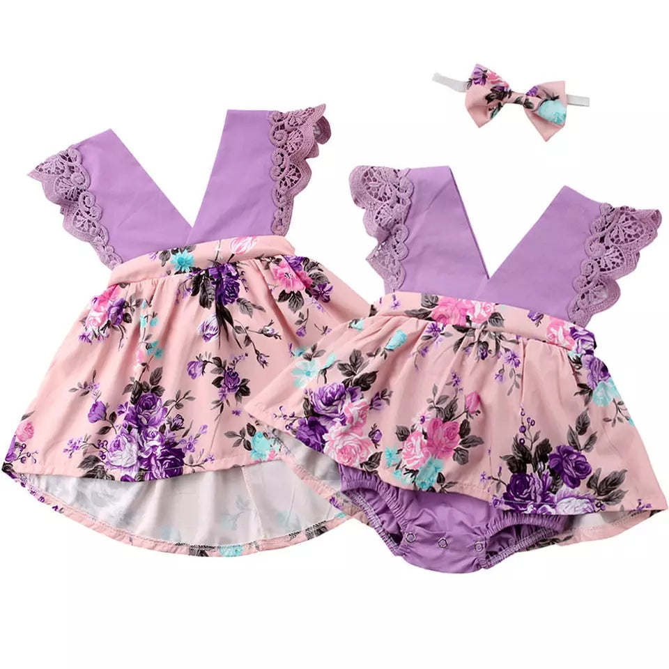 Lace Purple Dress with Headband