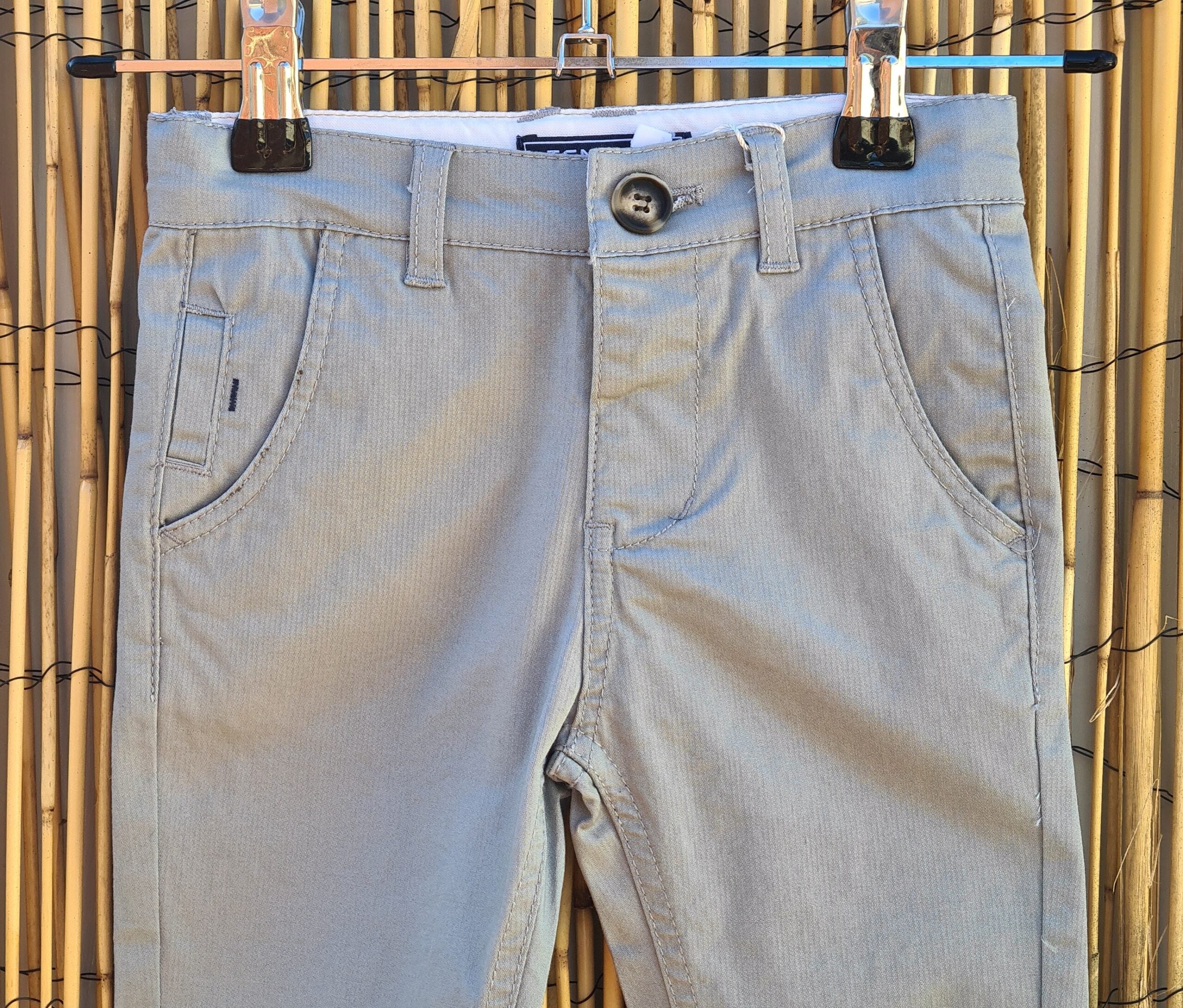 Grey Boys Chino Pants With Adjustable Waist