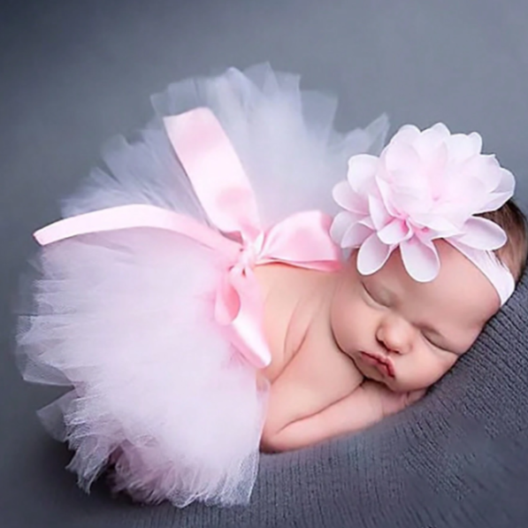 Newborn Baby Girls Pink Tutu Skirt 2pcs Set