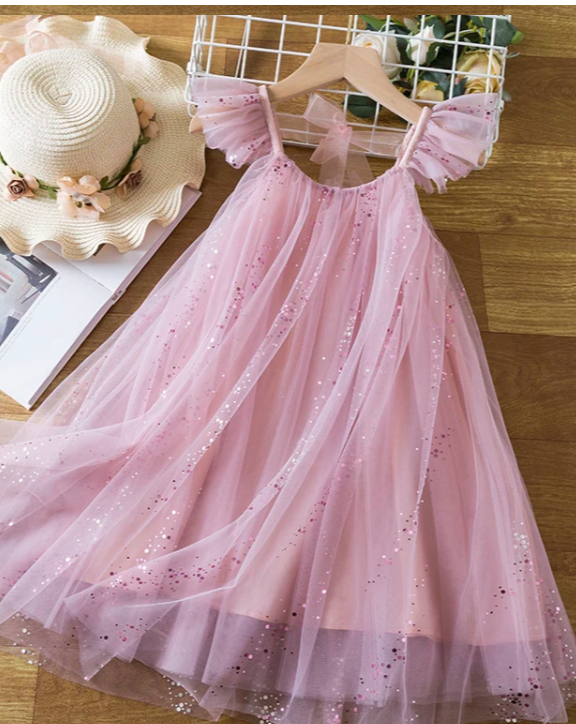 Girls Pink Dress With Sparkles