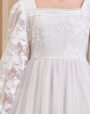 Holy Communion Dress - Floral Embroidery Long Sleeve