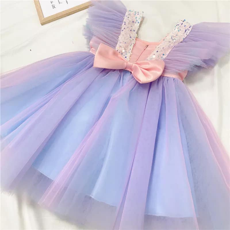 6 Layered Formal Birthday Dresses For Girls Elegant Party Sequins Tutu Gown