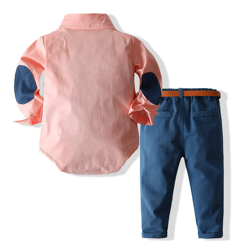Baby Boy Formal Full Sleeve Shirt Romper Clothing Set 4pcs Set