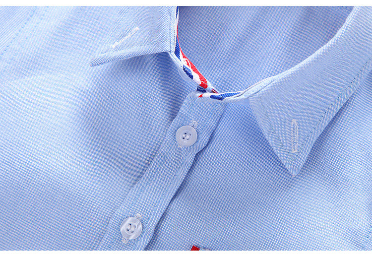 Boys Cotton Long Sleeve Blue Shirt