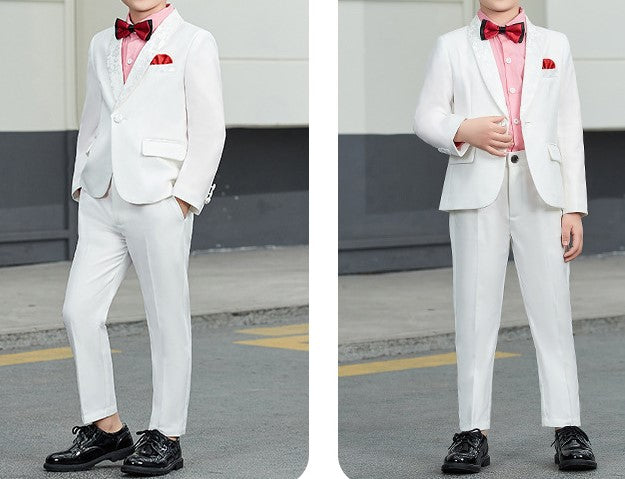 Boys Wedding White Tuxedo Suit 3pc Set