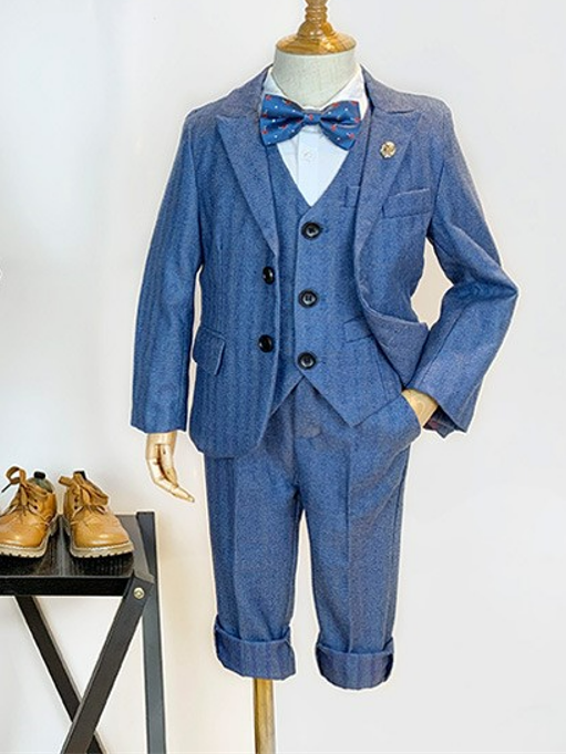 Boys Wedding Suits With Waistcoat Blazer Pants 3Pcs Set