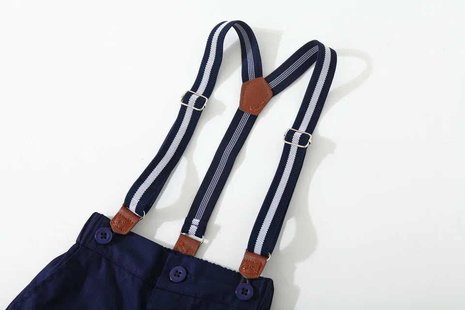 Baby Boy Suit Set With Bow And Suspenders