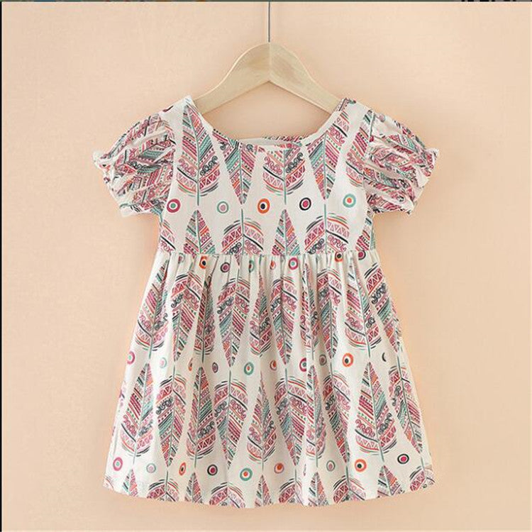 Girls Fashion Short Sleeve Cotton Dress