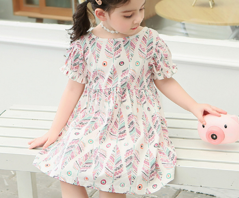 Girls Fashion Short Sleeve Cotton Dress