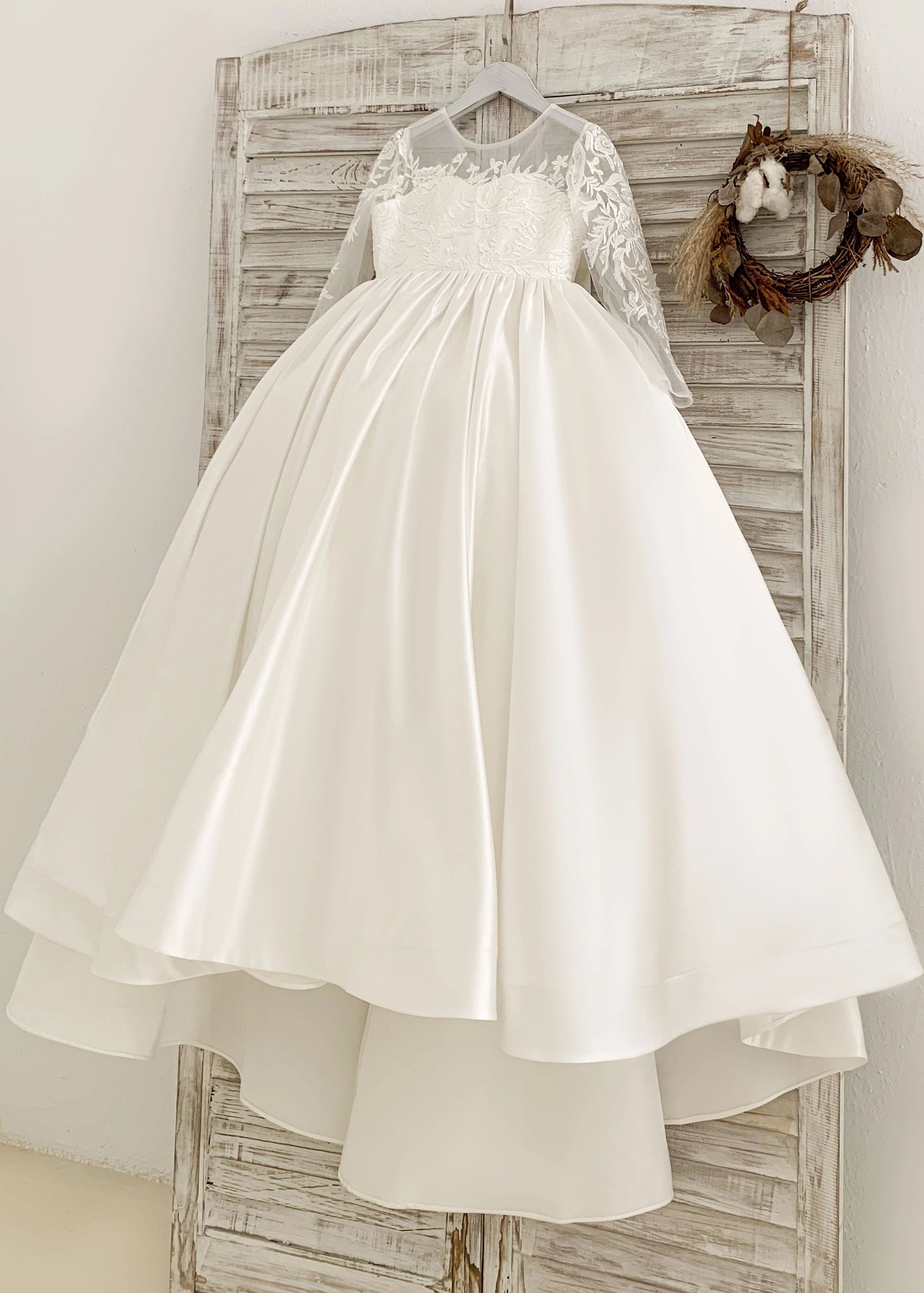 Pageant Gown Made To Order - Luxury Handmade Full Sleeve Satin Gown