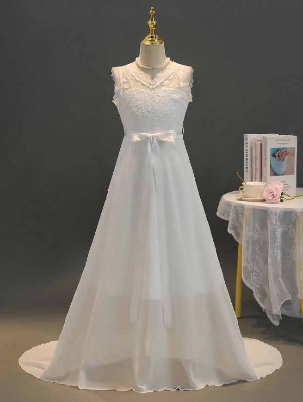 A Line First Communion Dress - V Neck