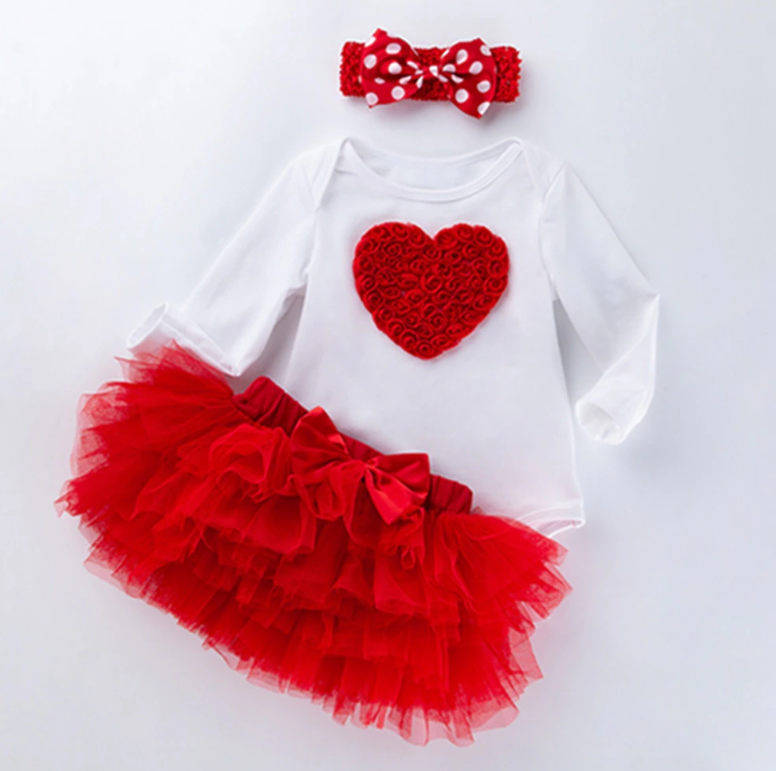 Baby Girl Tutu Skirt Set - Red