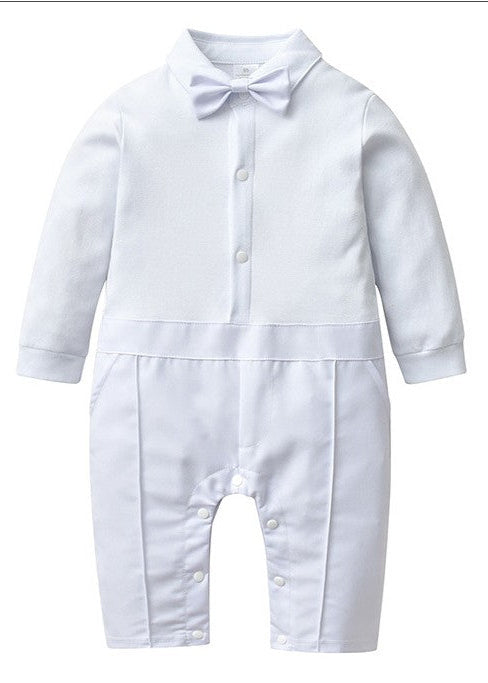 Baby Boy Baptism White Suit with Hat