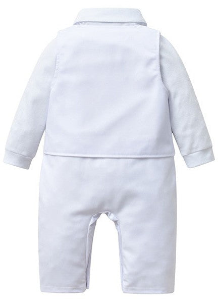 Baby Boy Baptism White Suit with Hat