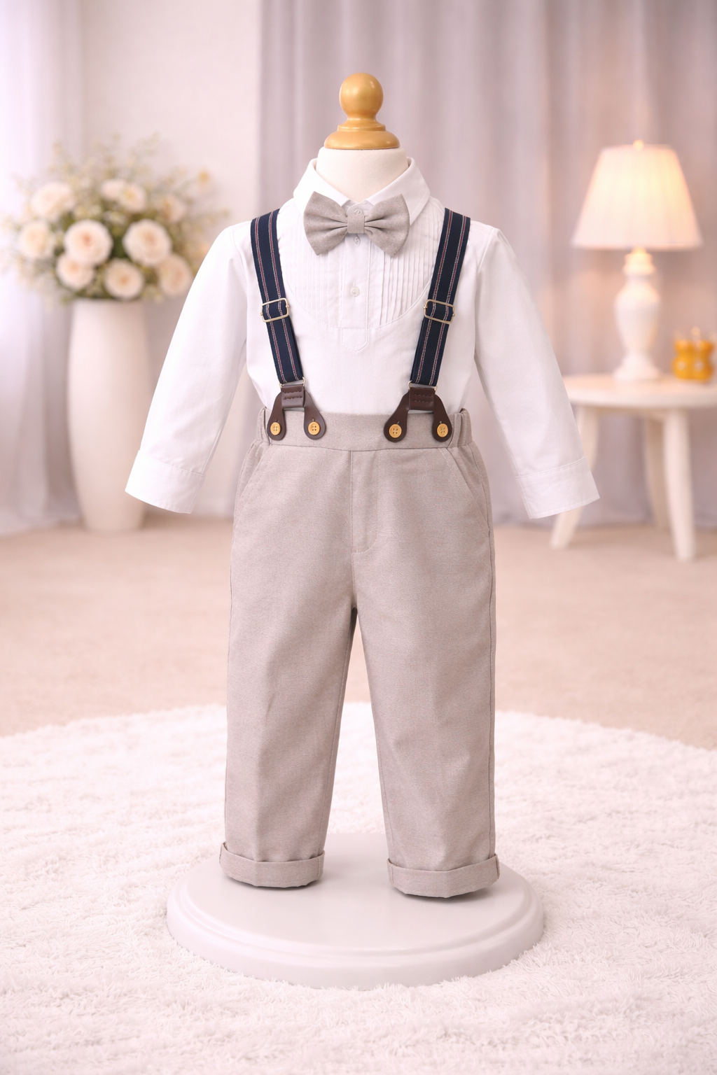 Baby Boy Baptism Outfit - Beige