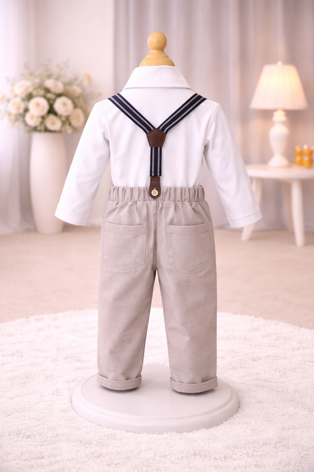 Baby Boy Baptism Outfit - Beige