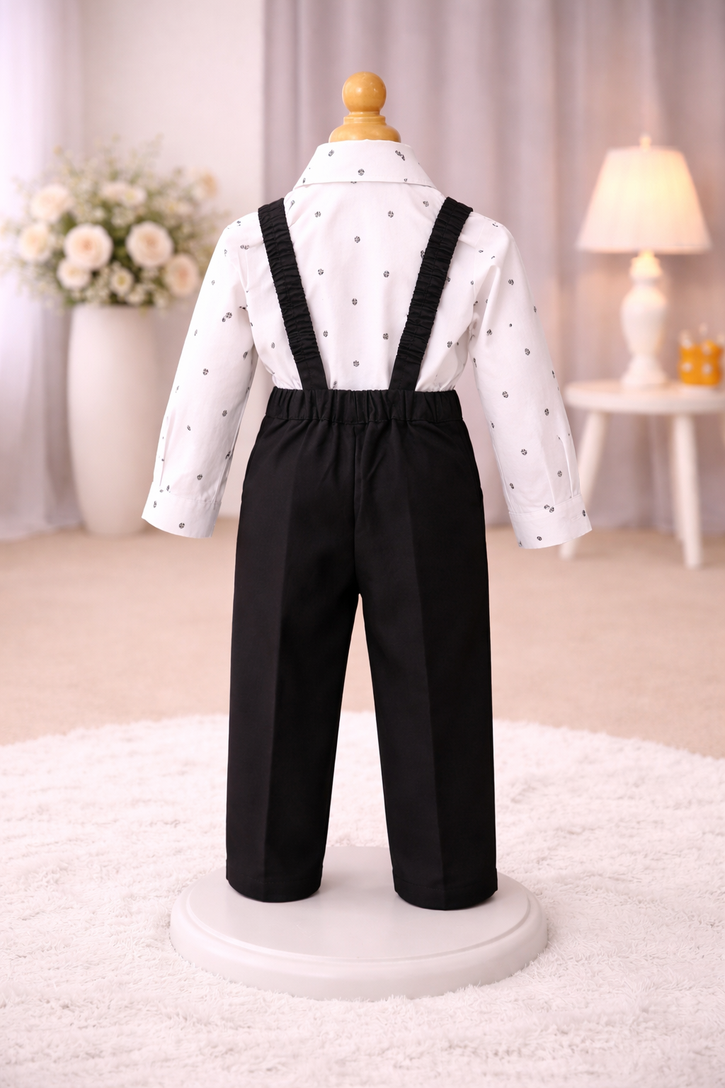 Baby Boy White Shirt  Black Pants Set