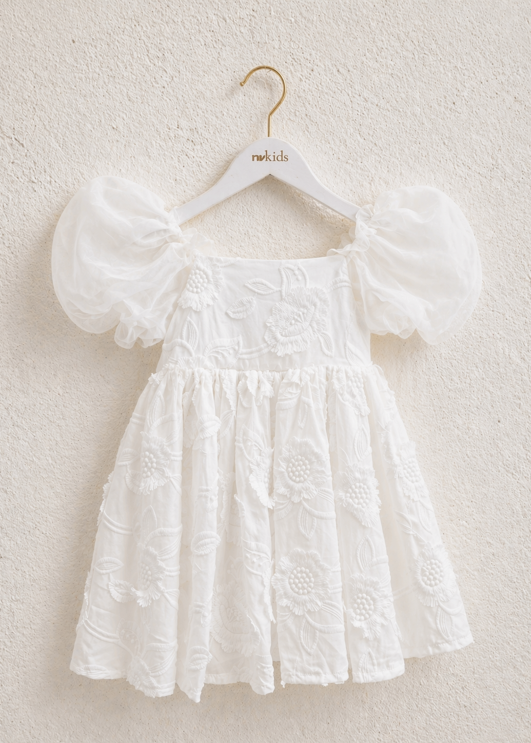 Baby Girl Puffy Sleeve Lace Romper Dress With Headpiece