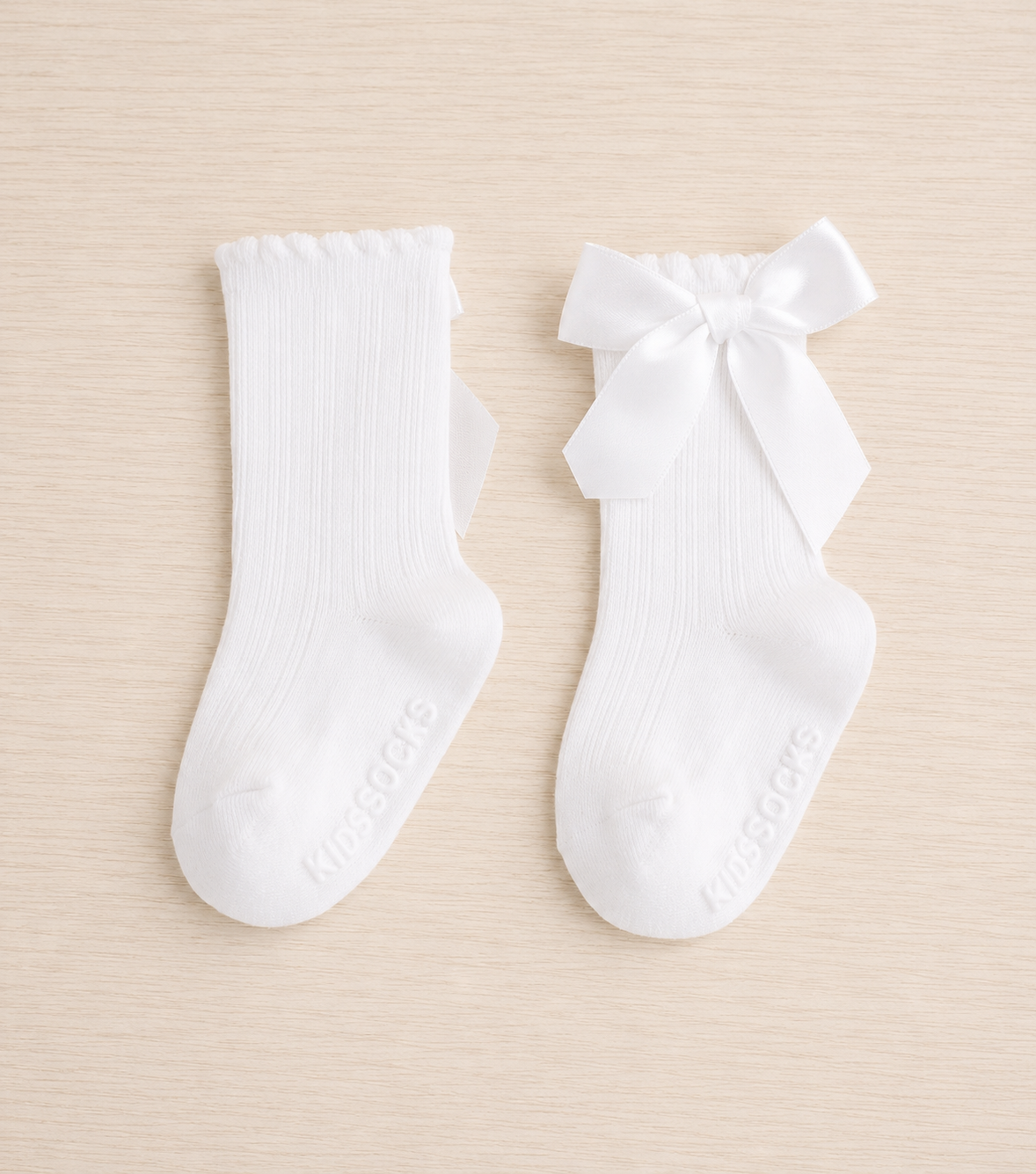 Baby White Socks With Bow- Knee Socks