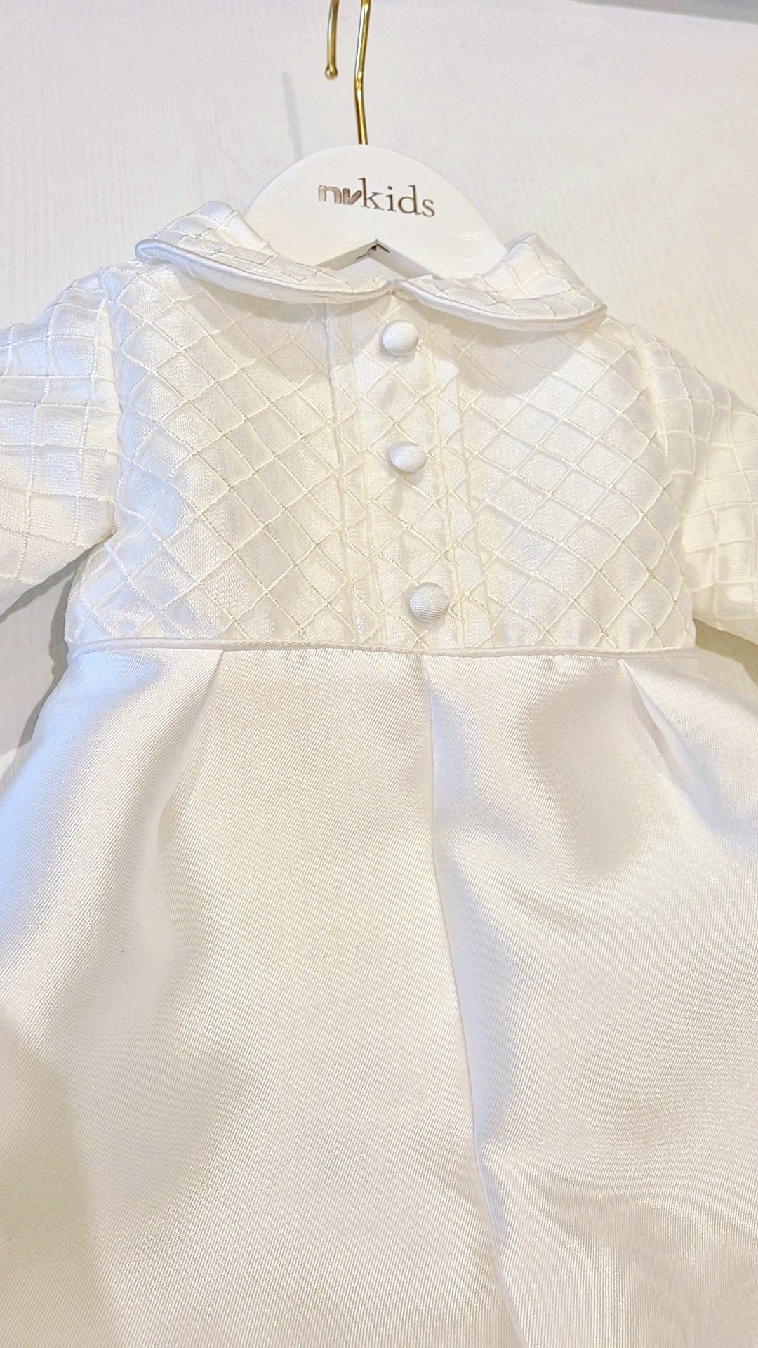 Baby Boy Christening Outfit  -  Long Sleeve Mikado Romper Set
