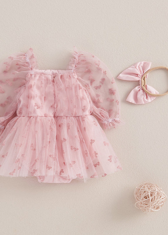 Baby Girls Dusty Pink Romper Dress