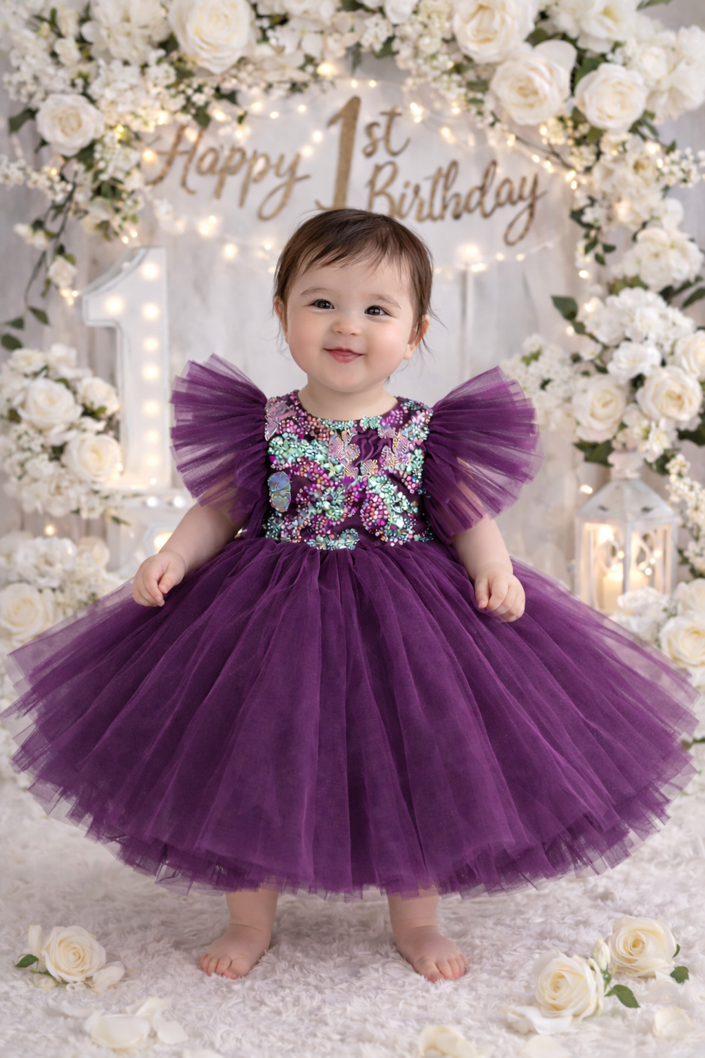 Baby Girl First Birthday Dress - Purple Dress