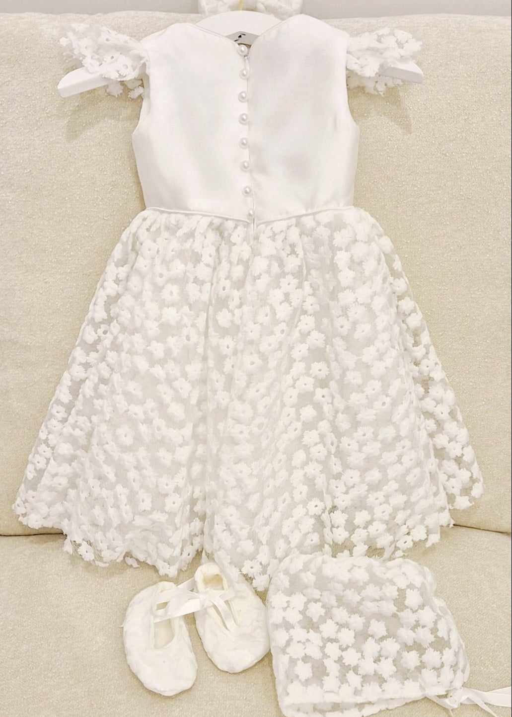 Baby Girl Mikado Flower Lace Christening Dress 