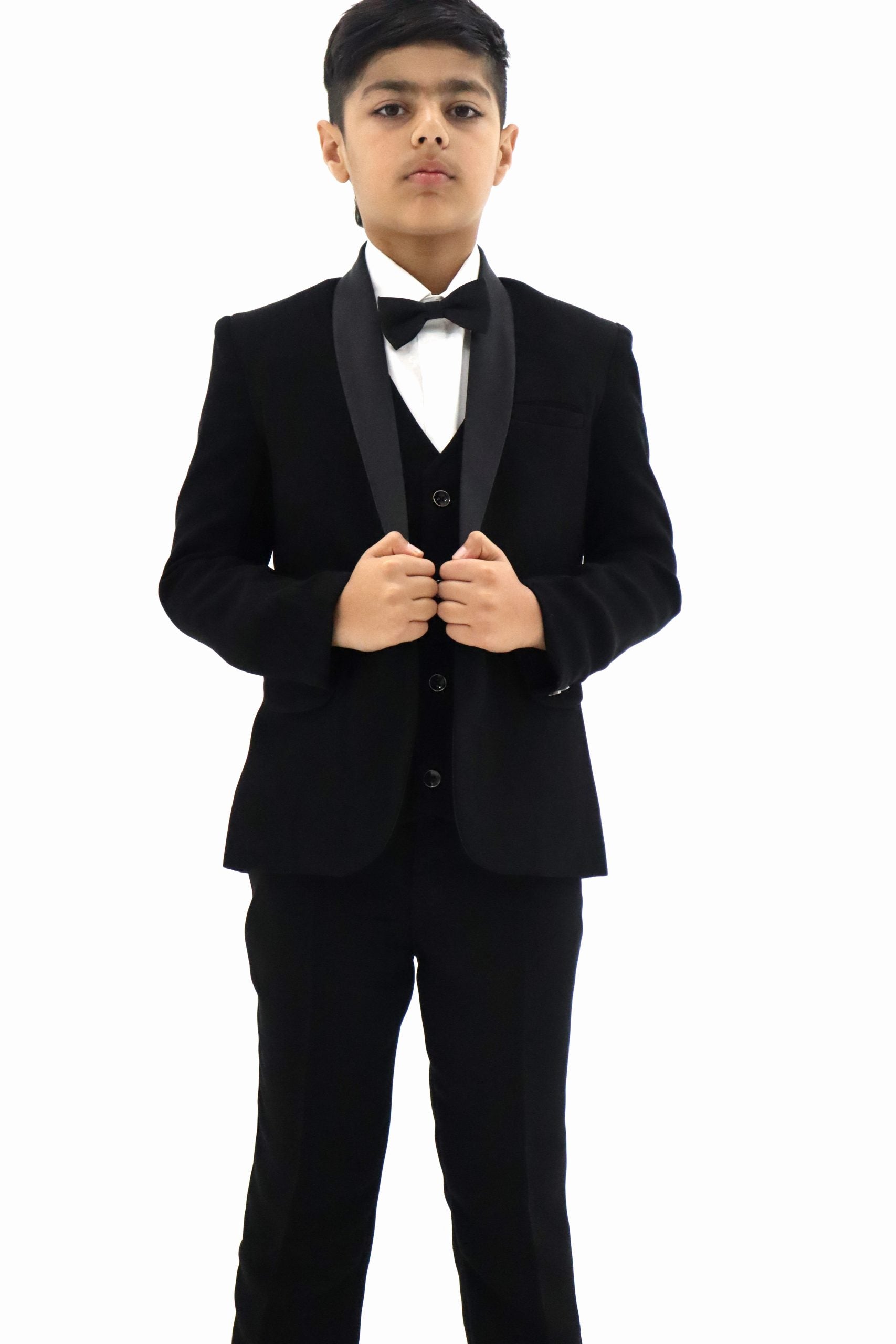Boys Slim Fit Black Tuxedo Suit 5Pc Set